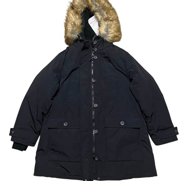 NWT Woman Within Arctic Parka Coat Black 18/20 3M Thinsulate Faux Fur Hood Long - Picture 3 of 8
